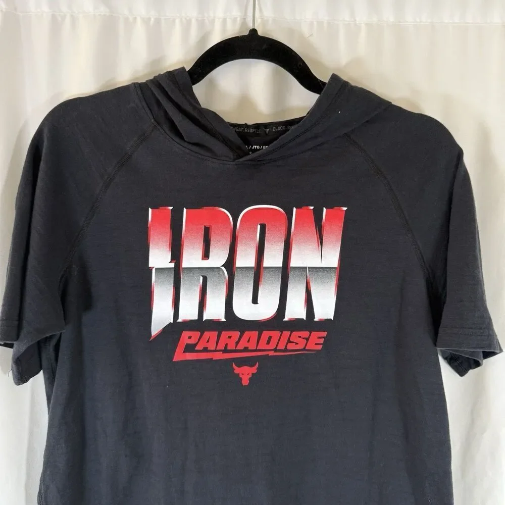 Iron Paradise Under Armour Hoodie Youth XL Black Short Sleeve 100% Cotton